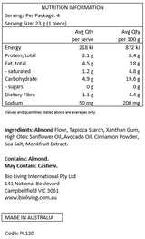 Palamano Almond Tortilla Chips Cinnamon 90g Nutritional Information