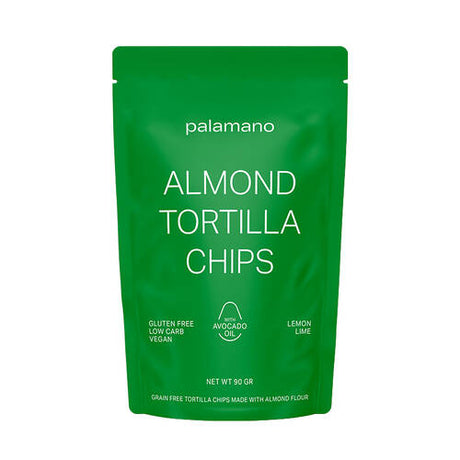 Palamano Almond Tortilla Chips Lemon Lime 90g Front