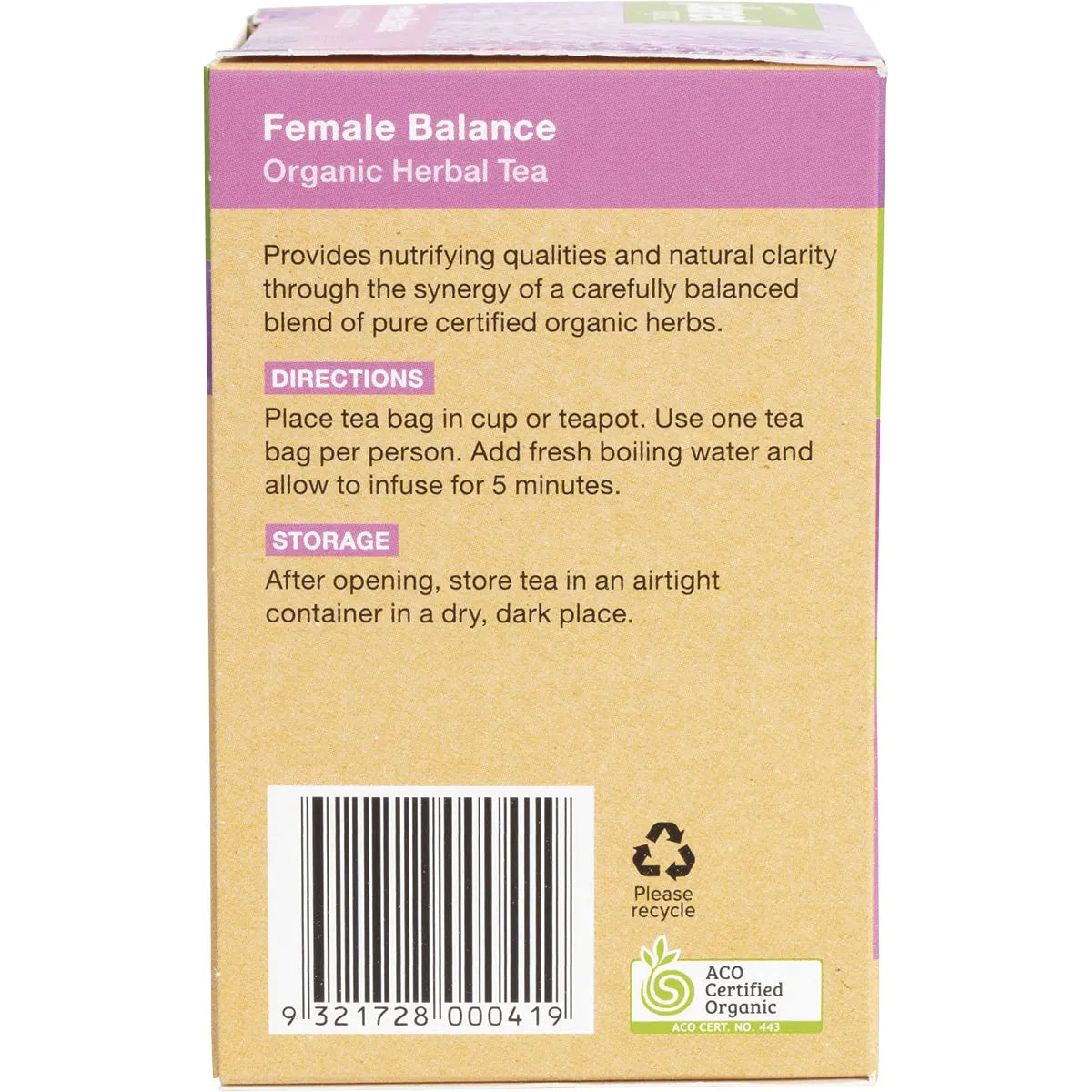 Planet Organic Female Balance Tea x 25 Tea Bags