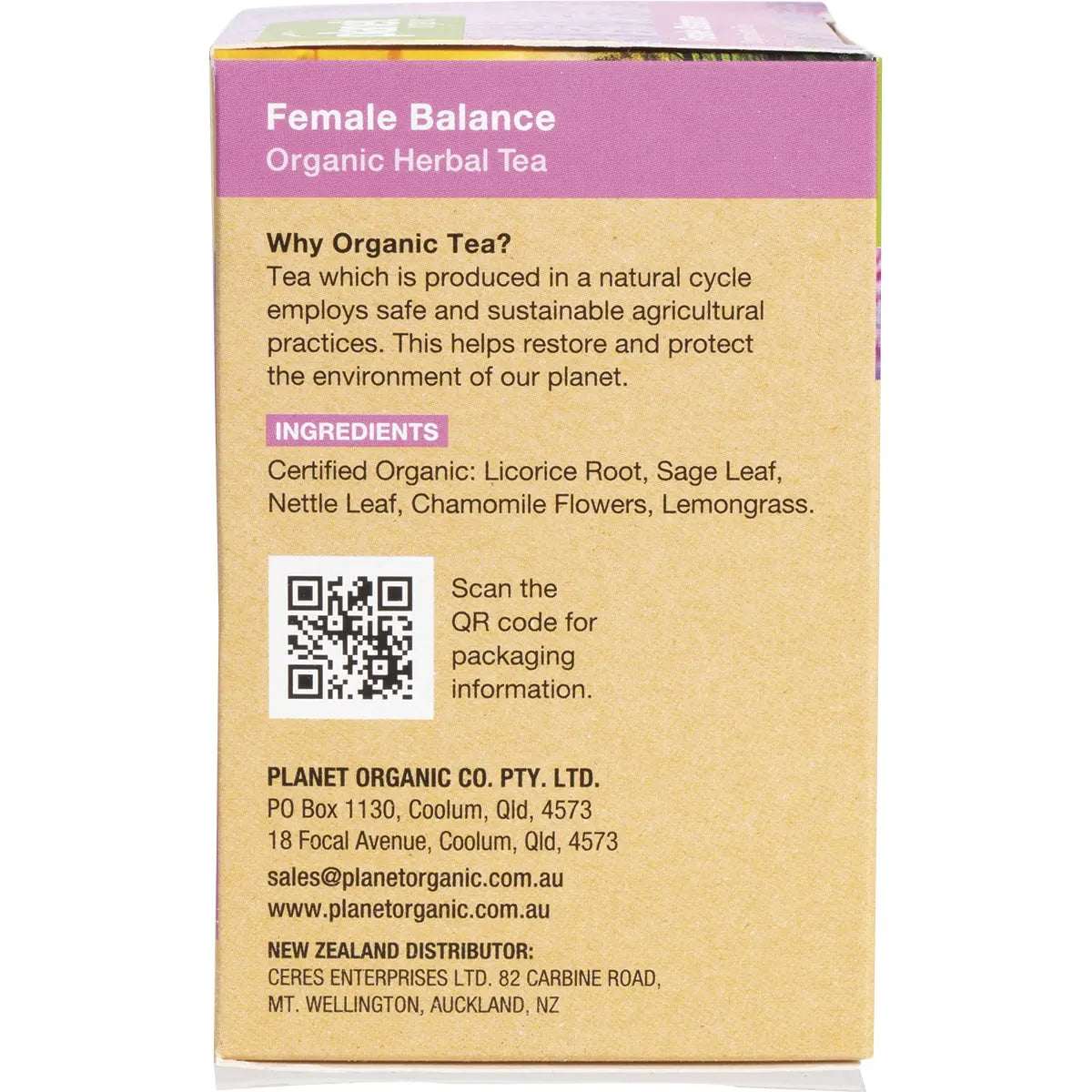 Planet Organic Female Balance Tea x 25 Tea Bags