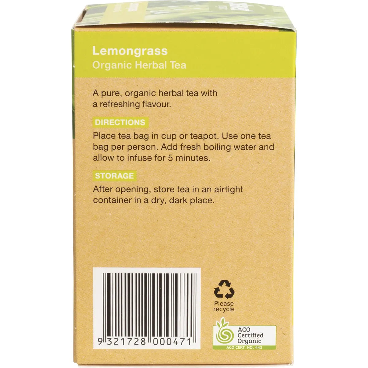 Planet Organic Organic Herbal Tea Lemongrass x 25 Tea Bags