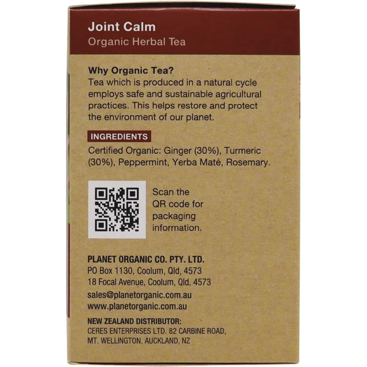 Planet Organic Organic Herbal Tea Joint Calm with Turmeric & Ginger x 25 Tea Bags