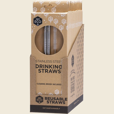 Ever Eco Stainless Steel Straws Straight - 2Pack+Brush
