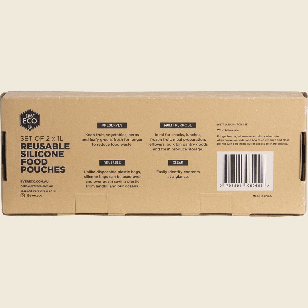 Ever Eco Reusable Silicone Food Pouches Set Of 2 X 1L