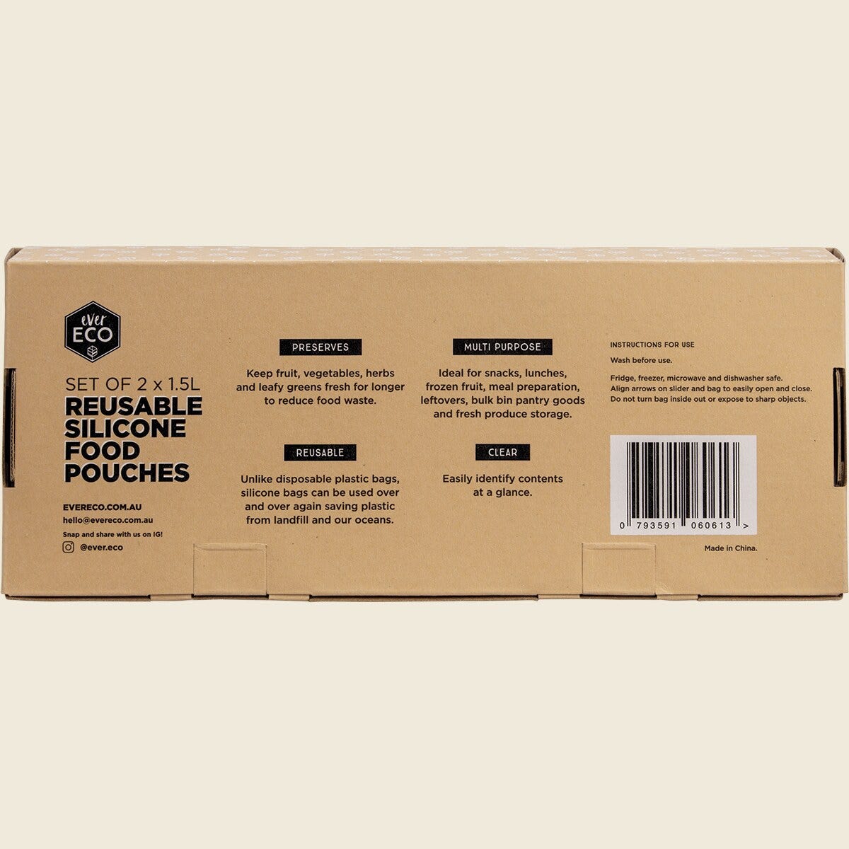 Ever Eco Reusable Silicone Food Pouches Set Of 2 X 1.5L