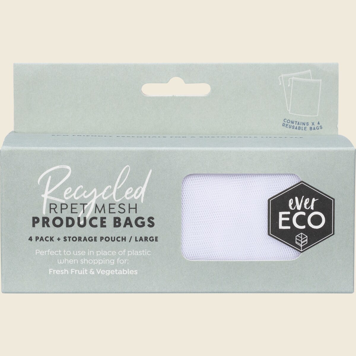 Ever Eco Reusable Fruit & Veg Bags + Storage Pouch - 4 pk