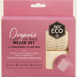 Ever Eco Reusable Produce Bags Organic Cotton Mixed Set 4 Pack