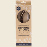 Ever Eco Rose Gold Straws Bent- 2Pack+ Brush