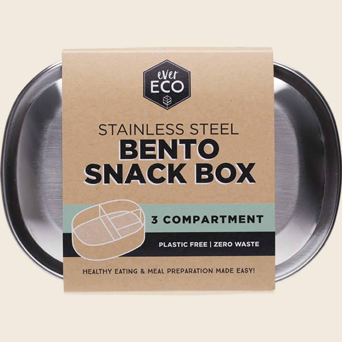 Ever Eco Stainless Steel Bento Snack Box - 3 Compartment