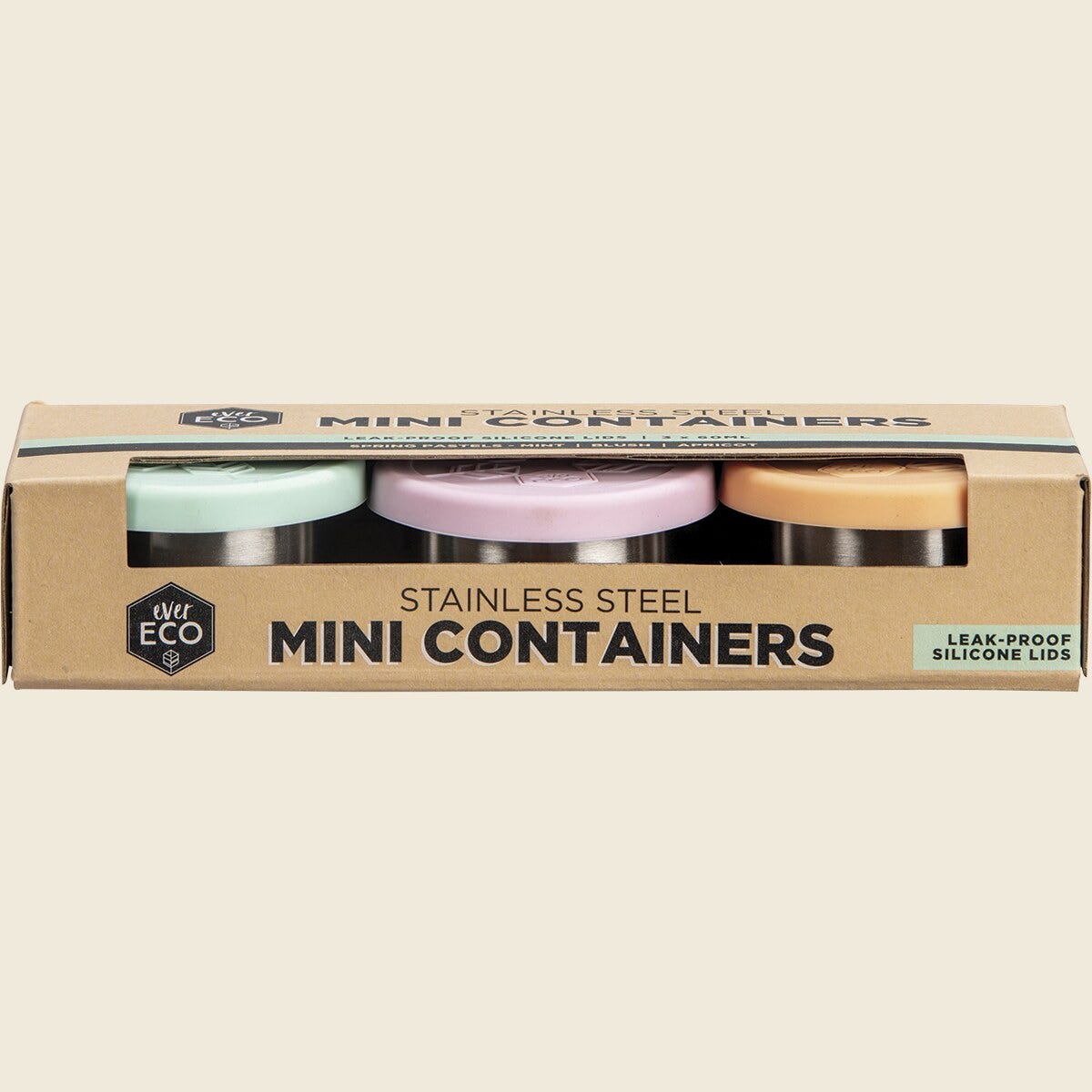 Ever Eco Stainless Steel Mini Containers Spring Pastels - Leak Resistant Set of 3