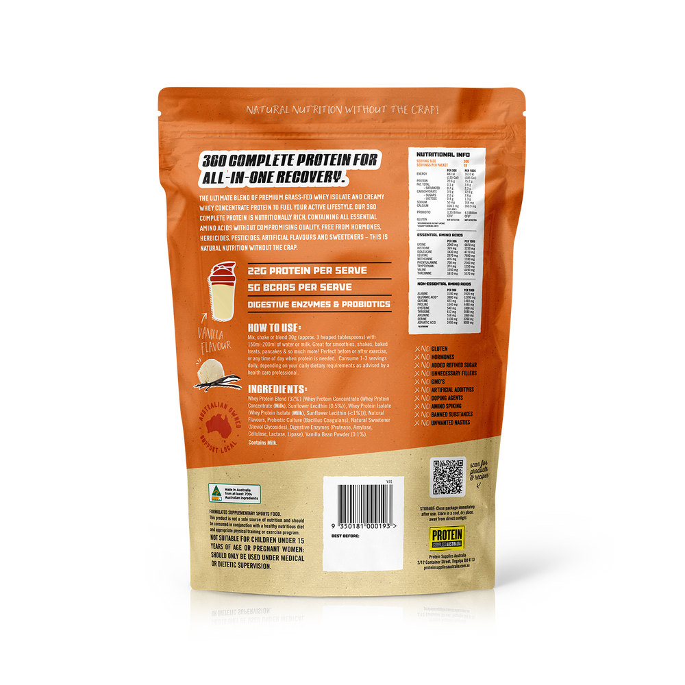 Protein Supplies Australia 360 Whey Vanilla 1kg