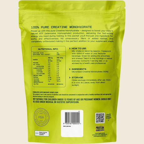 Protein Supplies Australia Creatine 100% Pure Powder 500g back