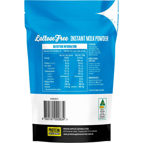 Australia Instant Milk Powder Lactose Free 1kg - Protein Supplies