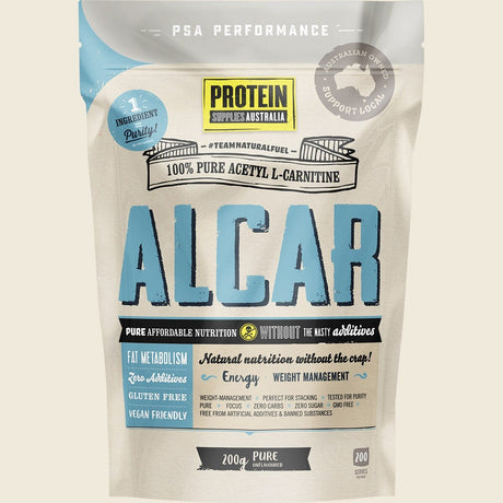Protein Supplies Australia Acetyl L-Carnitine 100% Pure Powder 200g – front product image