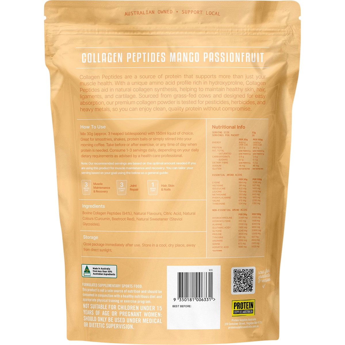 Protein Supplies Australia Collagen Peptides Mango Passionfruit