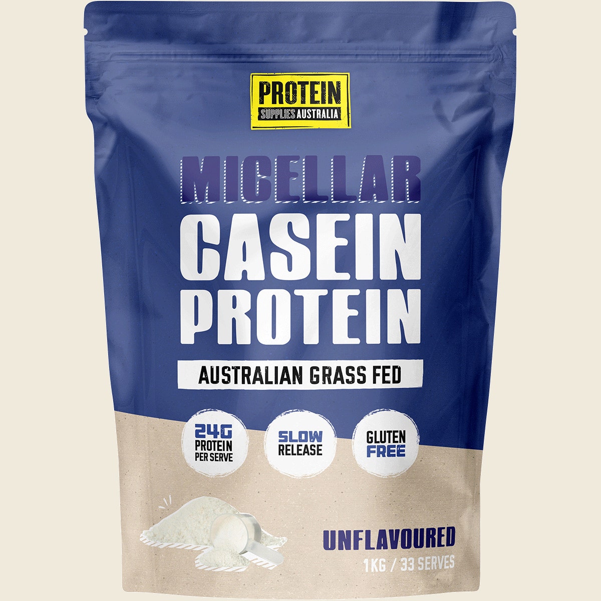 Protein Supplies Australia Micellar Casein Protein 1kg – front product image
