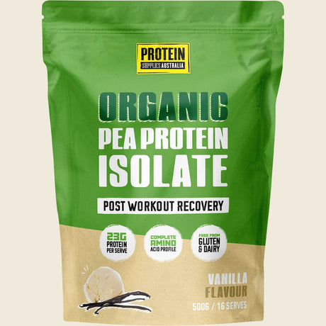 Protein Supplies Australia Pure Pea Protein Isolate Vanilla 500g – front product image