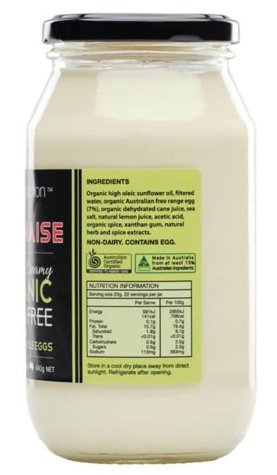 Ozganics Pure Addiction Organic Mayonnaise Gluten Free 440g Side