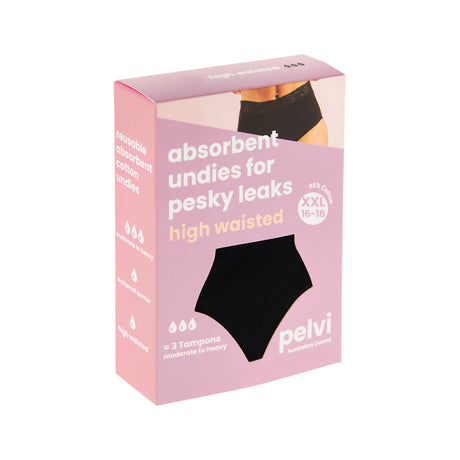 Pelvi Leakproof Underwear Full Brief Black XXL Box Front