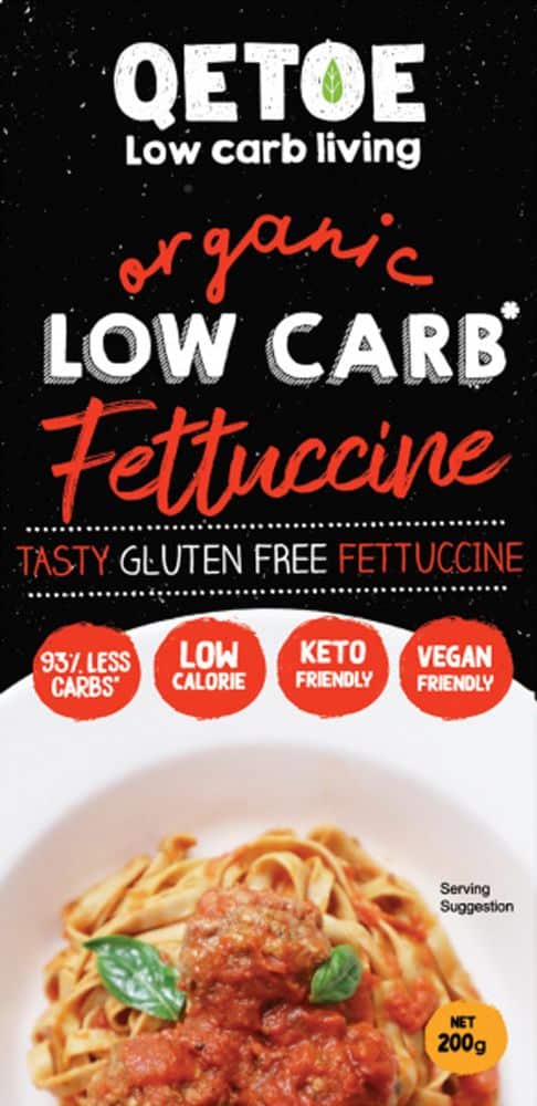 Qetoe Low Carb Fettucine Organic Gluten Free 200g Front