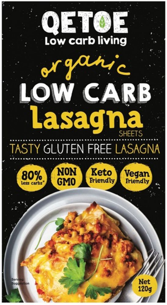 Qetoe Organic Low Carb Lasagna Sheets 120g front