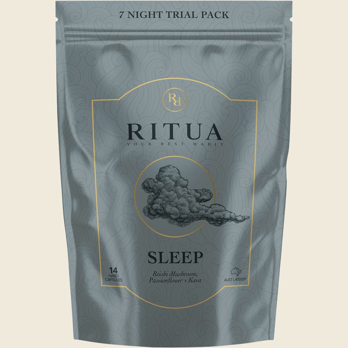 Ritua SLEEP Trial Pack Reishi Mushroom Passionflower Kava 14 Capsules