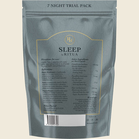 Ritua SLEEP Trial Pack Reishi Mushroom Passionflower Kava 14 Capsules