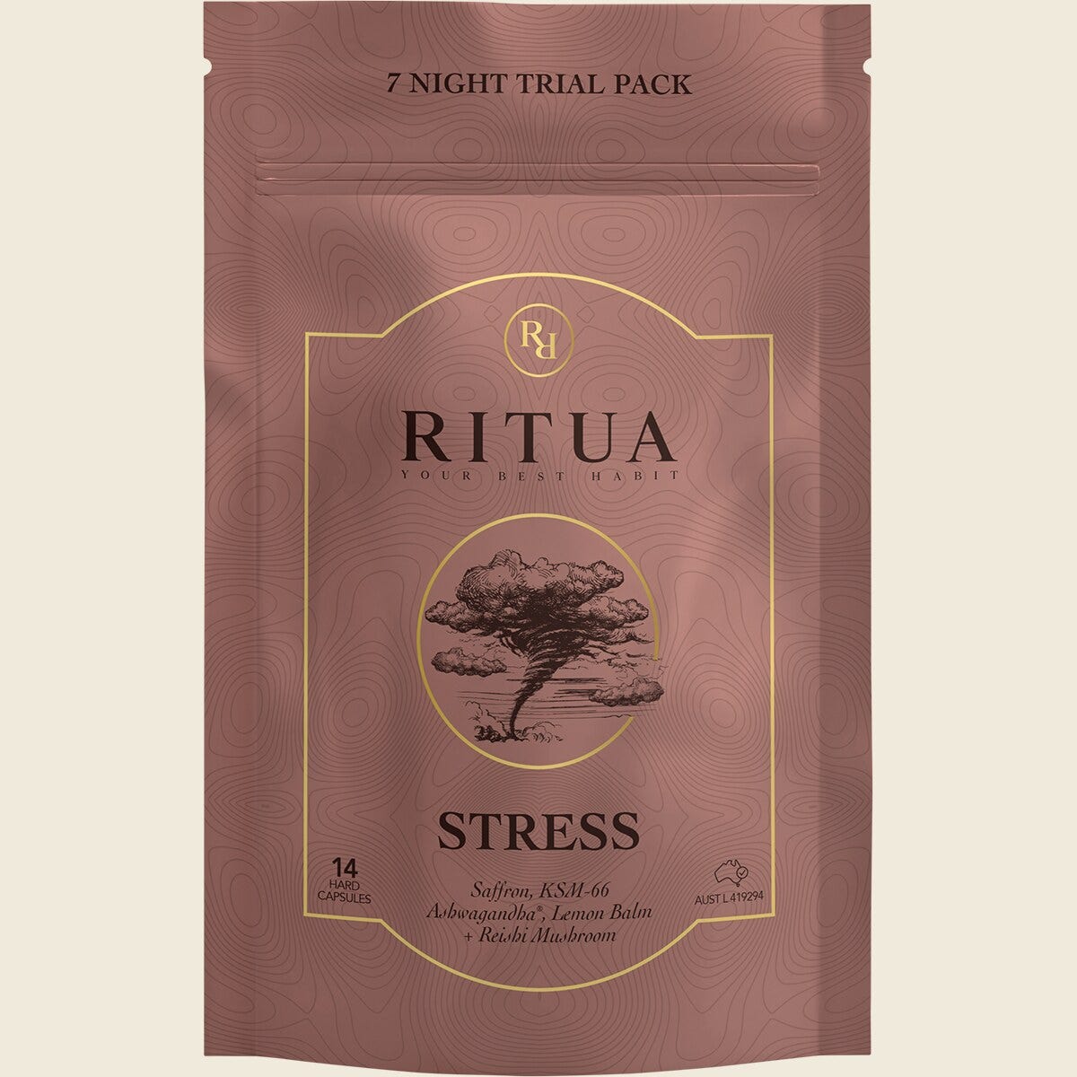 Ritua STRESS Trial Pack Saffron Ashwagandha LemonBalm Reishi 14 Capsules