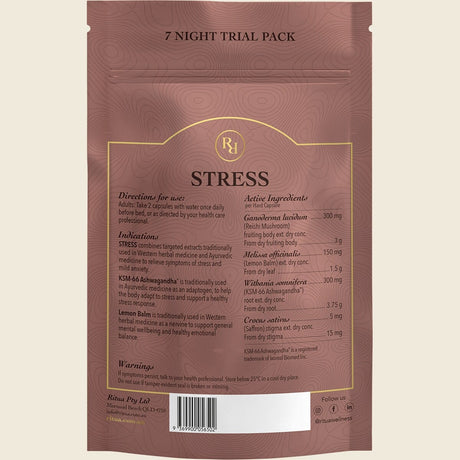 Ritua STRESS Trial Pack Saffron Ashwagandha LemonBalm Reishi 14 Capsules