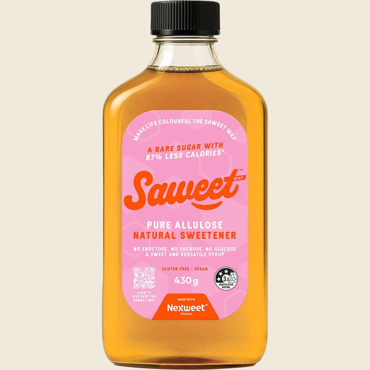 Saweet Way Pure Allulose Natural Sweetener Syrup 430g Front