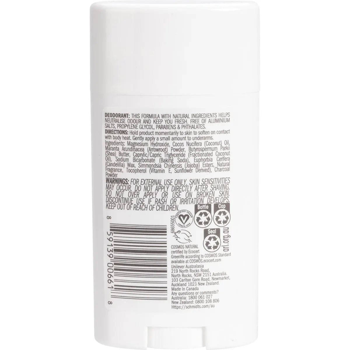 Schmidt's Deodorant Stick Charcoal & Magnesium 92g