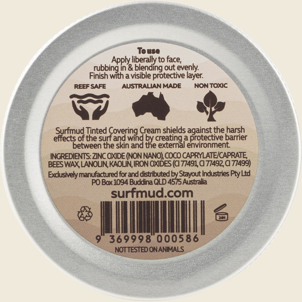 Surfmud Natural Zinc Tinted Covering Cream 45g Back