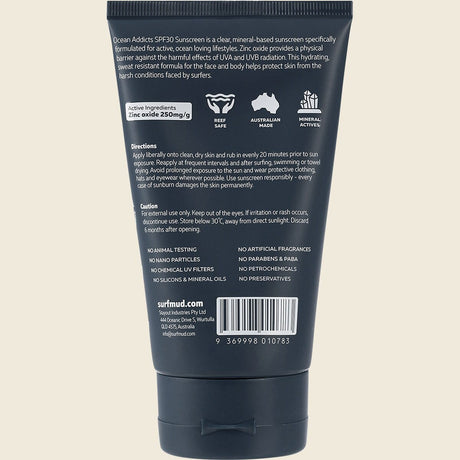 Surfmud Oceans Addicts Sunscreen Spf 30 125g Back