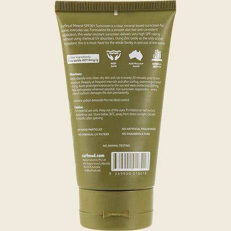 Surfmud Mineral Sunscreen Spf 50+ 125g Back