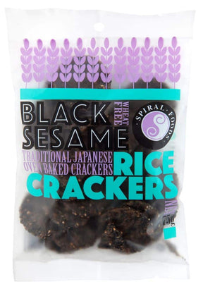 Spiral Black Sesame Rice Crackers Gluten Free 75g Front