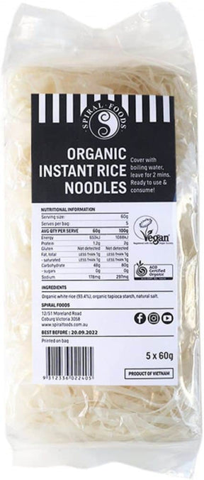 Spiral Organic Instant Rice Noodles Gluten Free 5x60g Front
