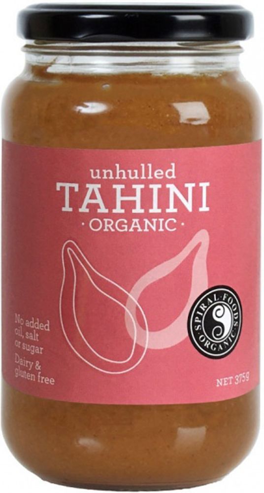 Spiral Organic Unhulled Tahini Gluten Free Glass 375g Front