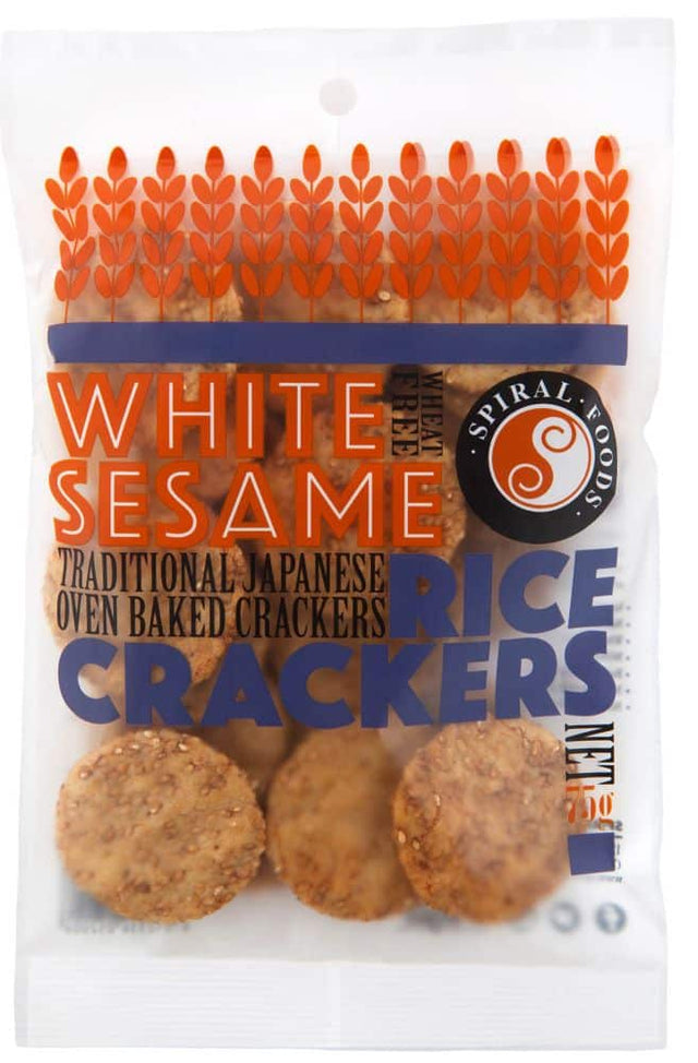 Spiral White Sesame Rice Crackers Gluten Free 65g Front