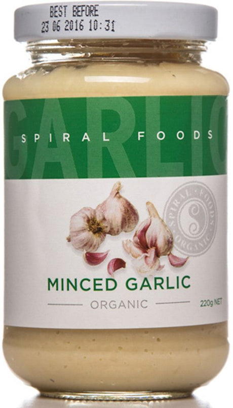 Spiral Organic Minced Garlic Gluten Free 220g Front