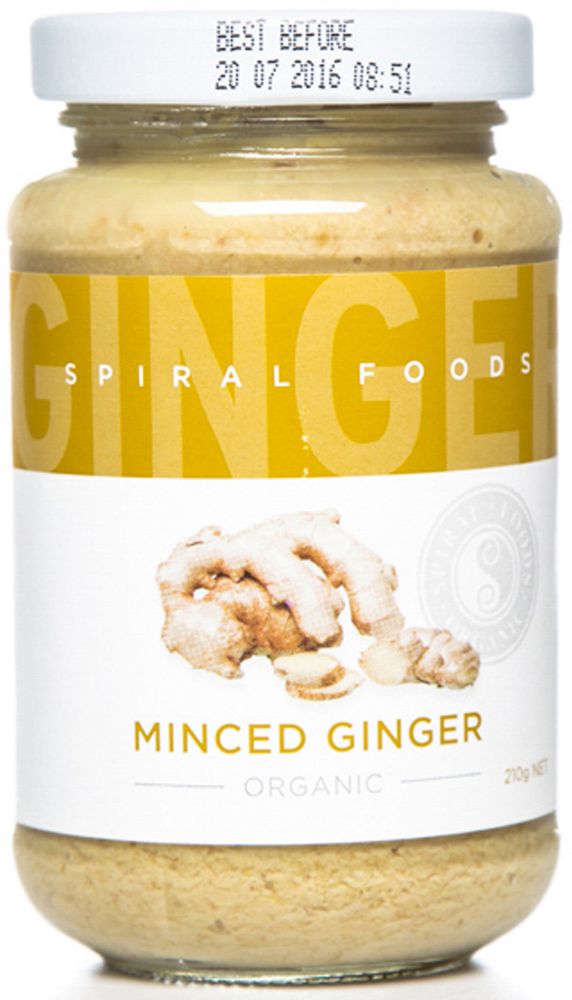Spiral Organic Minced Ginger Gluten Free 210g Front