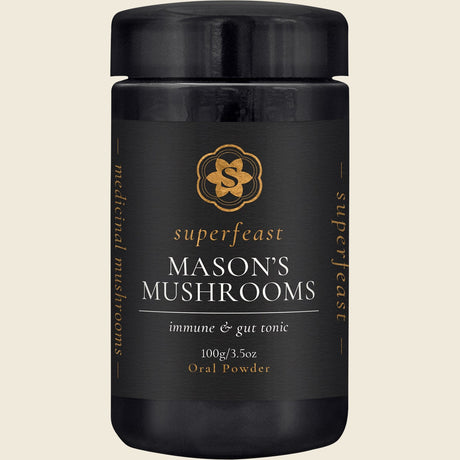 Superfeast Mason's Mushrooms Immune & Gut Tonic 100g Front