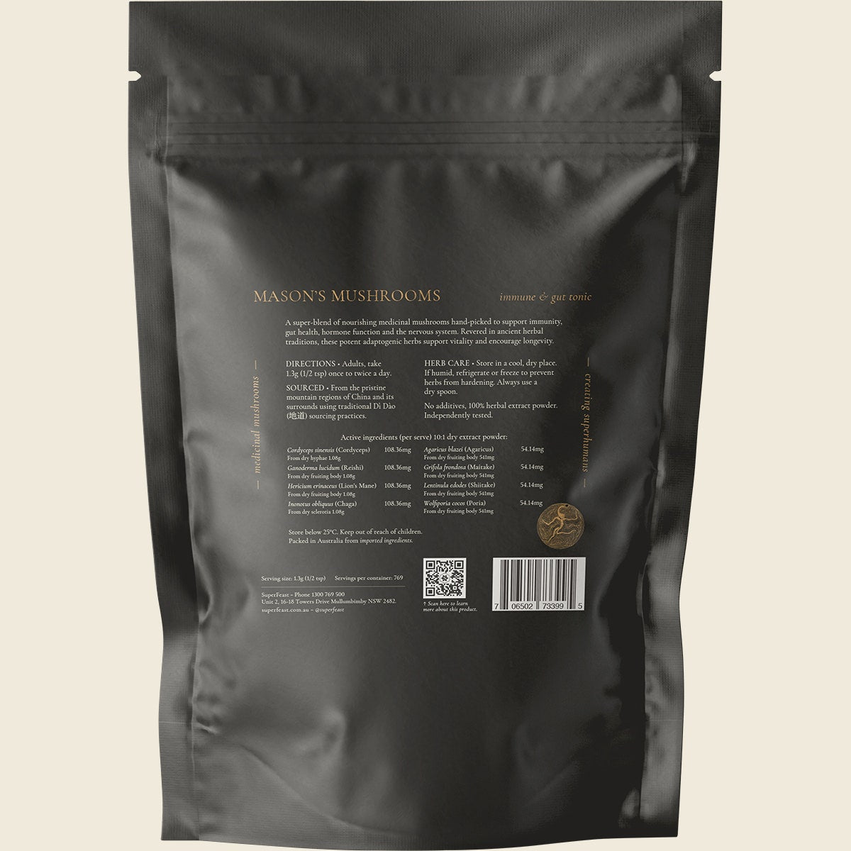 Superfeast Mason's Mushrooms Immune & Gut Tonic 1kg Back