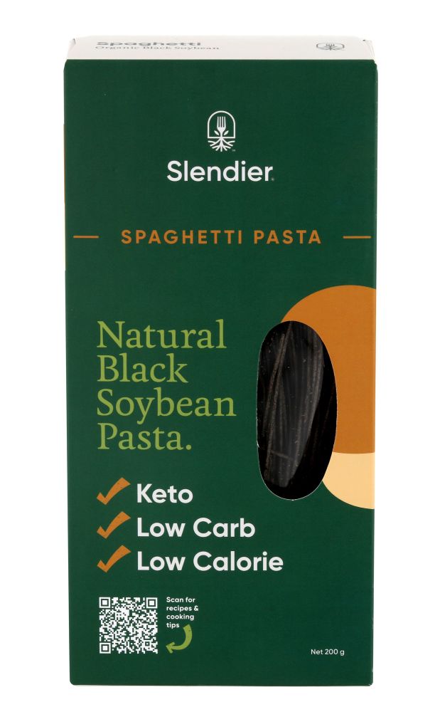 Slendier Natural Black Bean Organic Spaghetti Pasta 200g Front