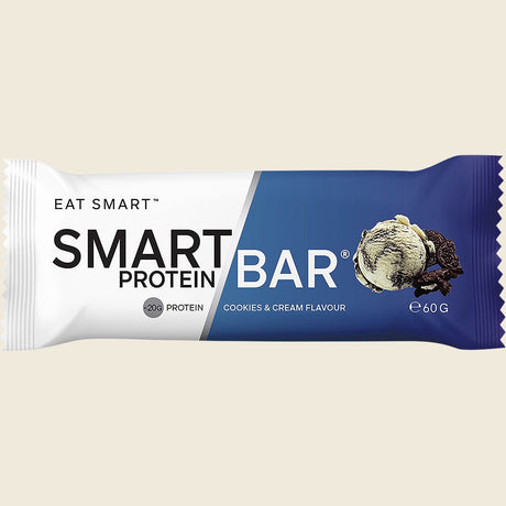 Smart Protein Bar Cookies & Cream Flavour Protein Bar 60g Pack of 12 Single Bar Front