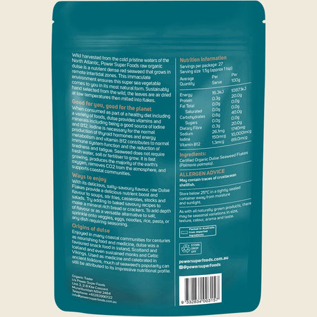 Power Super Foods Certified Organic Dulse Flakes  40g back