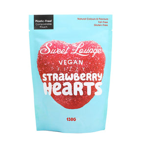 Sweet Lounge Vegan Fizzy Strawberry Hearts Front