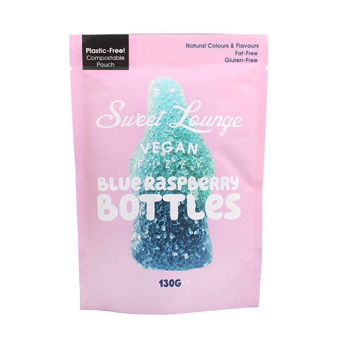 Sweet Lounge Vegan Fizzy Blue Rapsberry Bottles 130g x 8 Packs