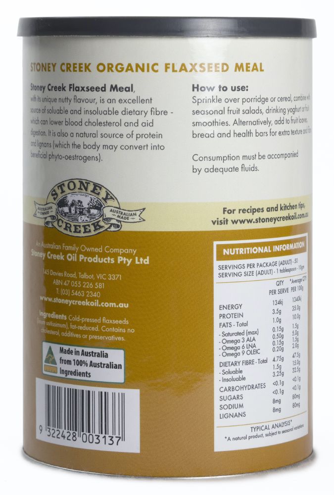 Stoney Creek Organic Golden Flaxseed Meal 500g