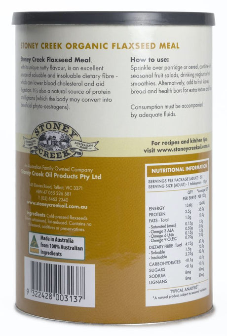 Stoney Creek Organic Golden Flaxseed Meal 500g