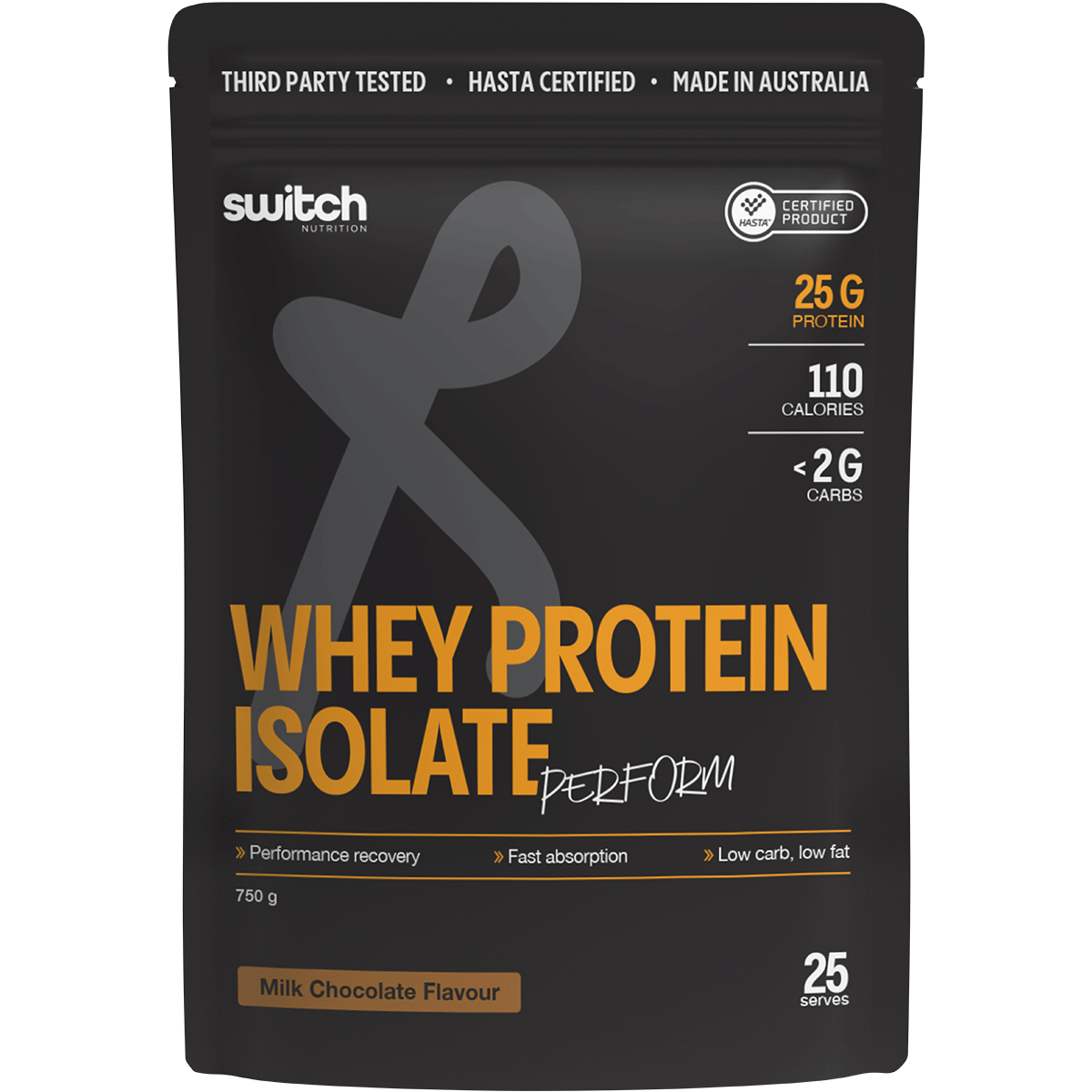 Switch Nutrition Perform Hasta Whey Protein Isolate Chocolate Milk 750g – front packaging